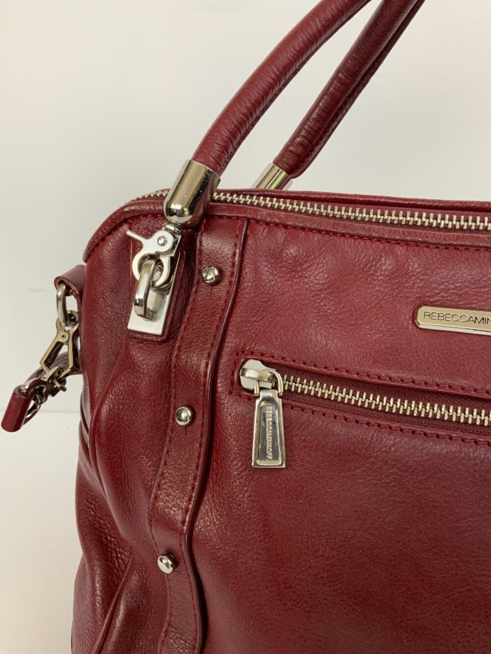 Rebecca Minkoff Burgundy Leather Cupid Satchel Bag Purse Crossbody - Picture 3 of 16